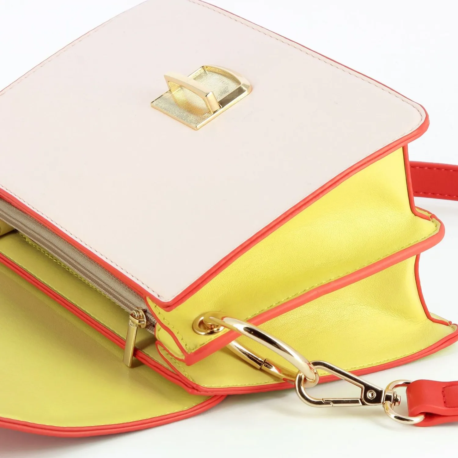 Vanessa Wu Sacs>Sac Rigide Lucia Rouge Et Jaune A Rabat
