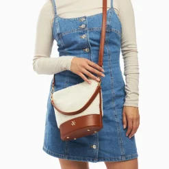 Vanessa Wu Sacs>Sac Seau Milou Ivoire Et Camel En Faux Shearling