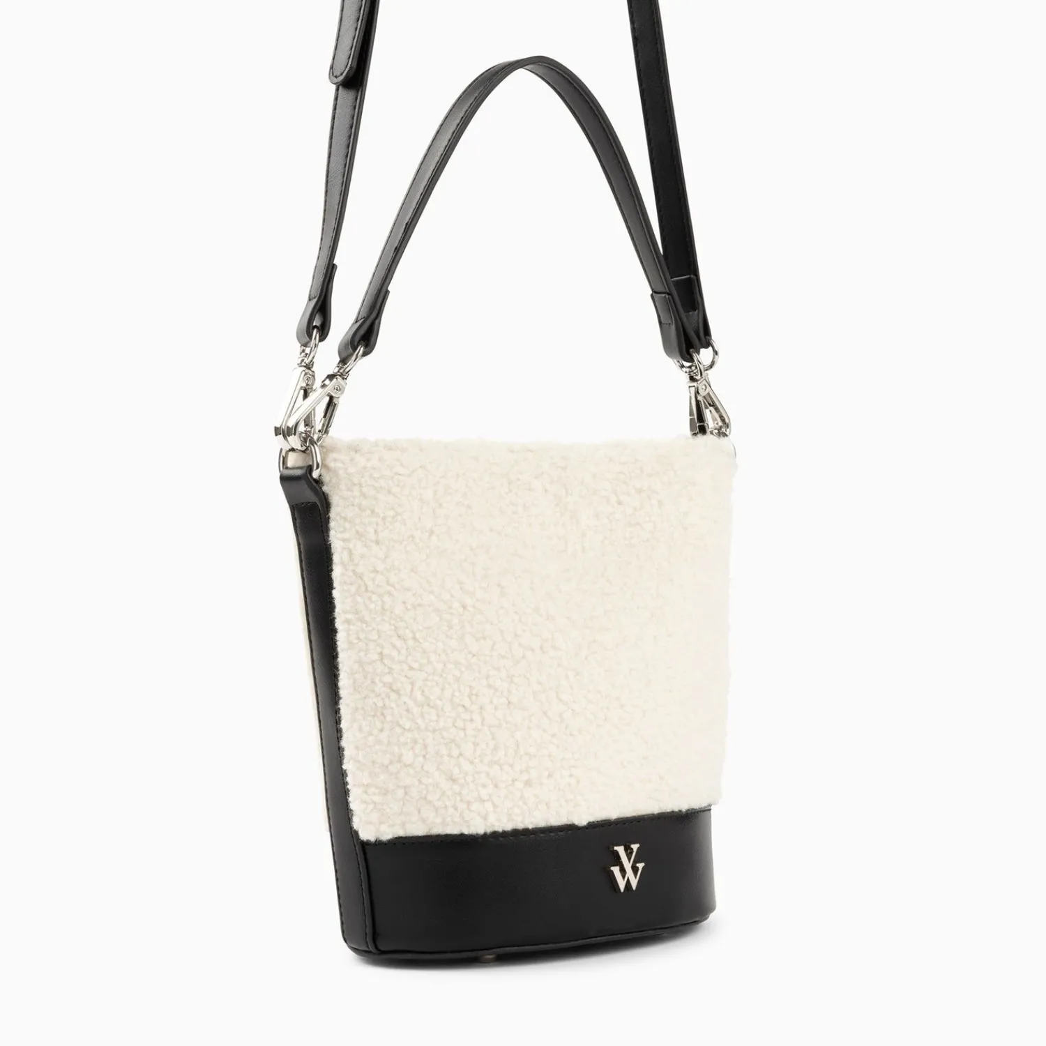 Vanessa Wu Sacs>Sac Seau Milou Ivoire Et Noir En Faux Shearling