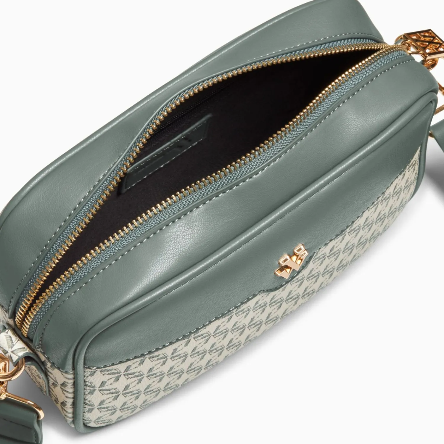 Vanessa Wu Sacs>Sacoche Manelle Verte A Toile Monogramme