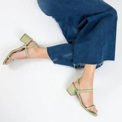 Vanessa Wu Sandales À Talon, Compensées>Sandales A Talon Minimalistes Oriane Vert Pastel