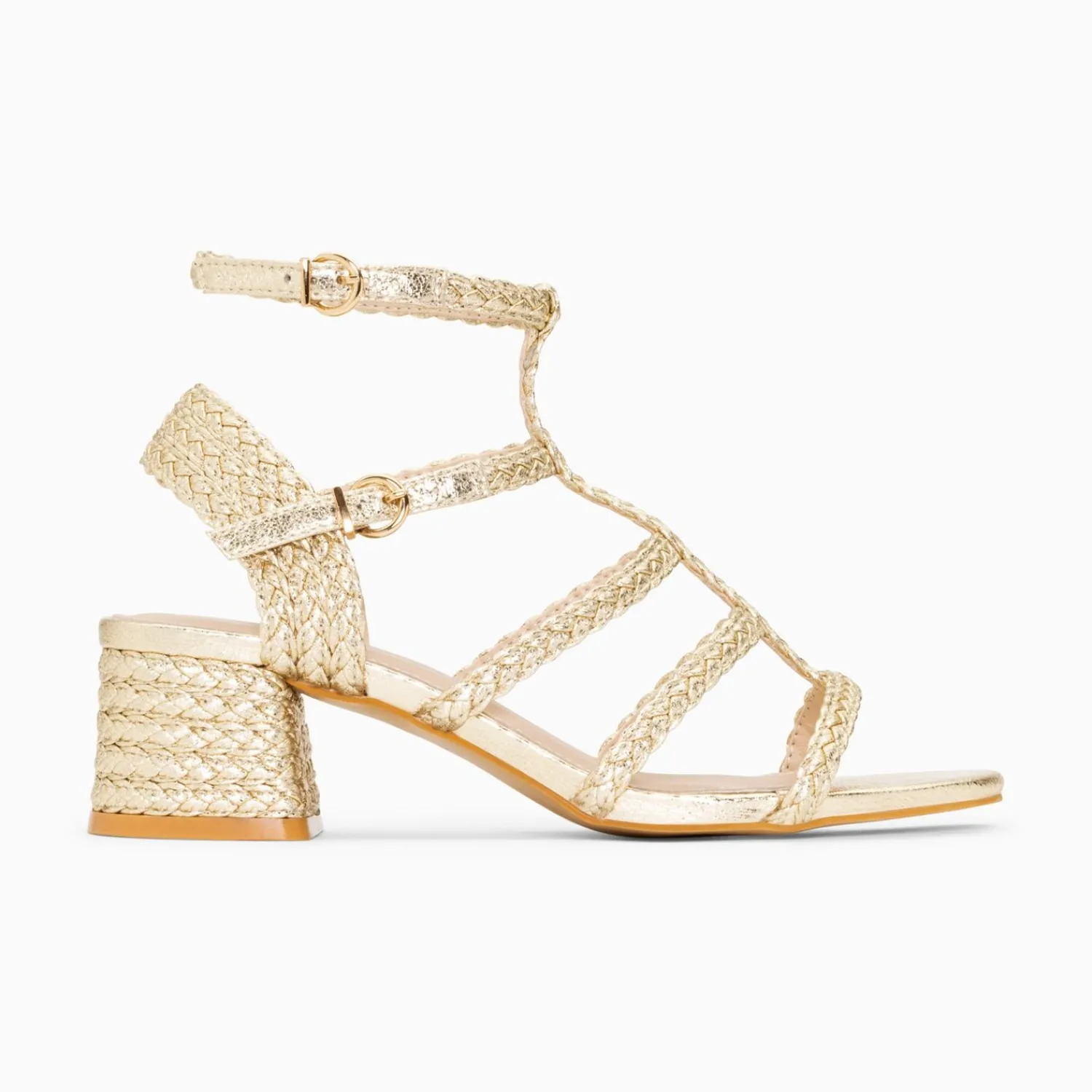 Vanessa Wu Sandales À Talon, Compensées>Sandales A Talon Tressees Claudia Or