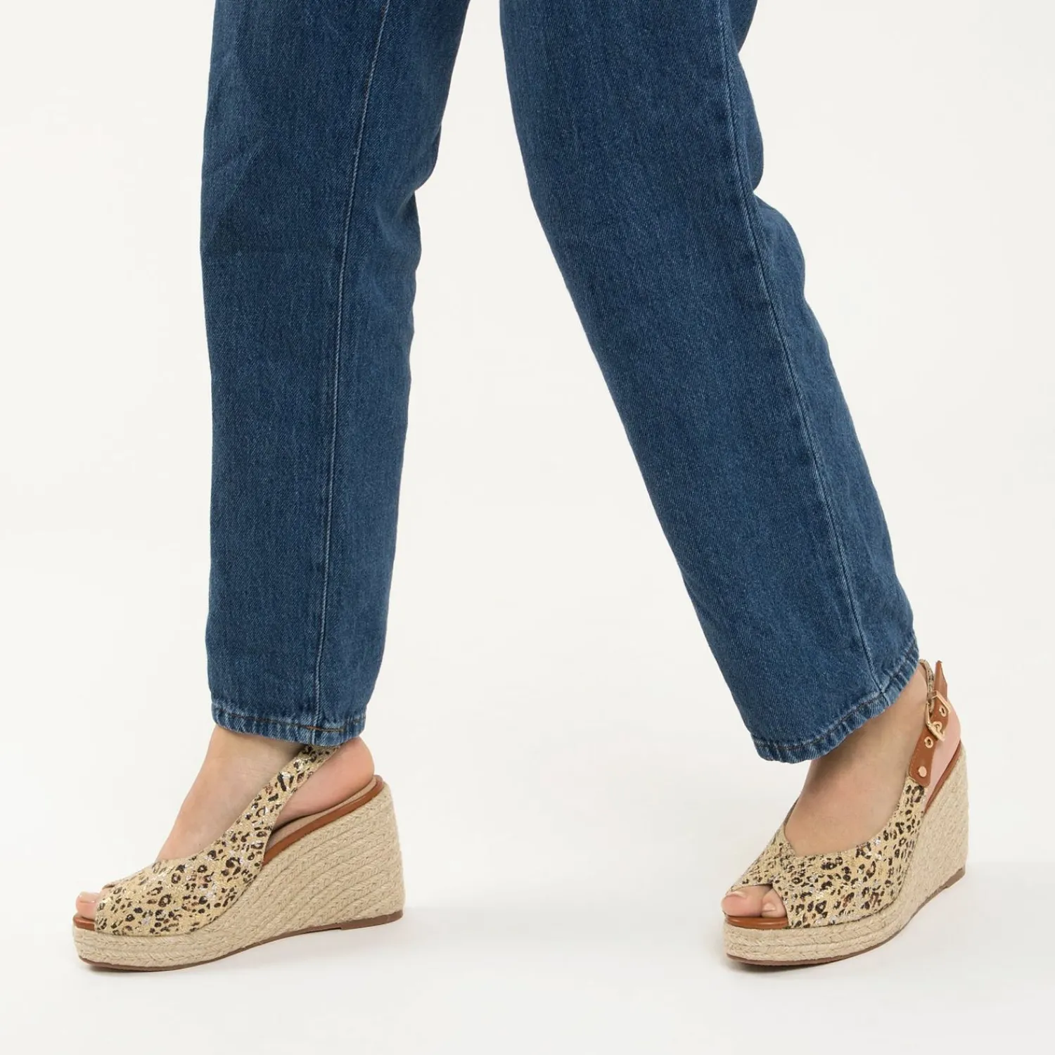Vanessa Wu Sandales À Talon, Compensées>Sandales Compensees Gaelle En Tweed Leopard Beige
