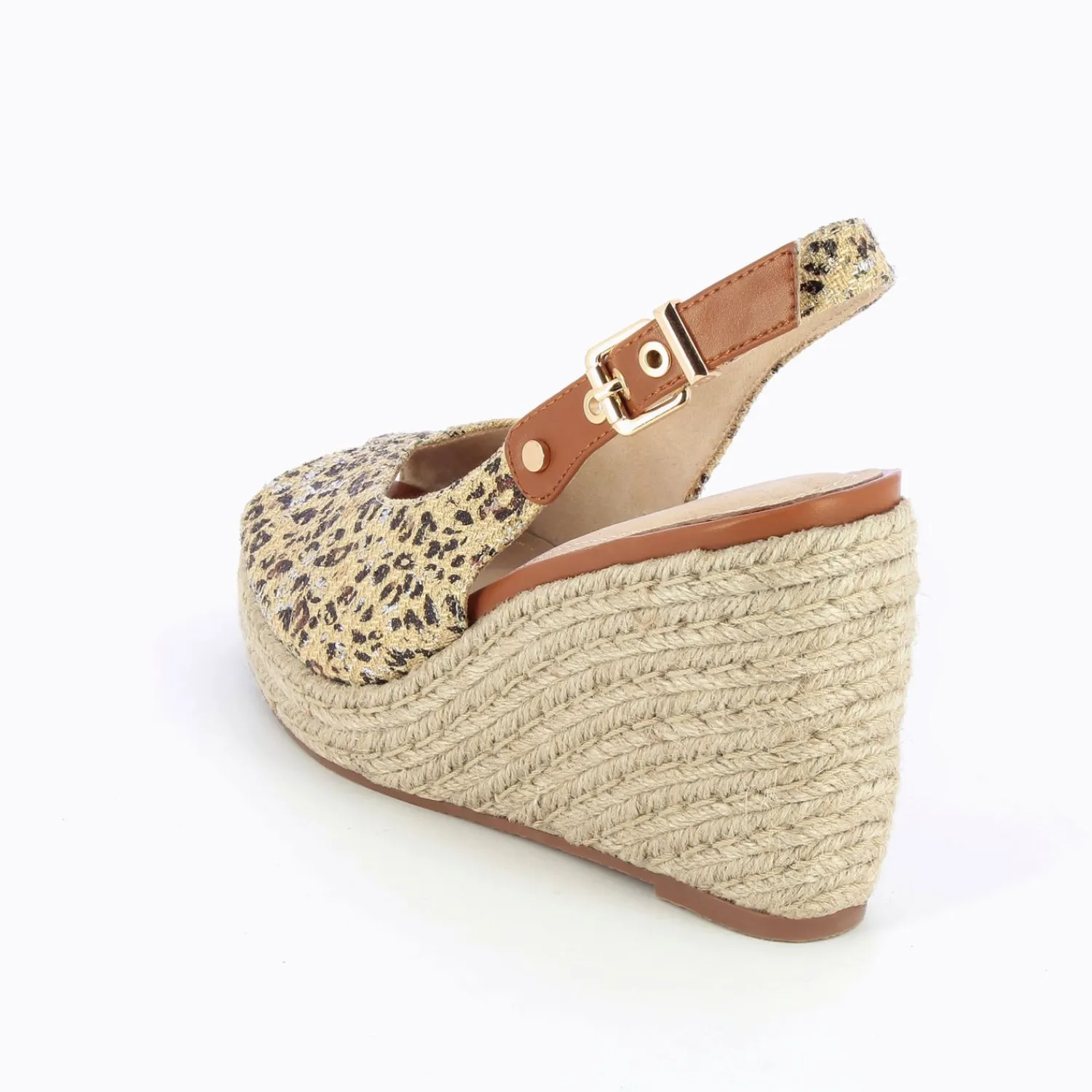Vanessa Wu Sandales À Talon, Compensées>Sandales Compensees Gaelle En Tweed Leopard Beige