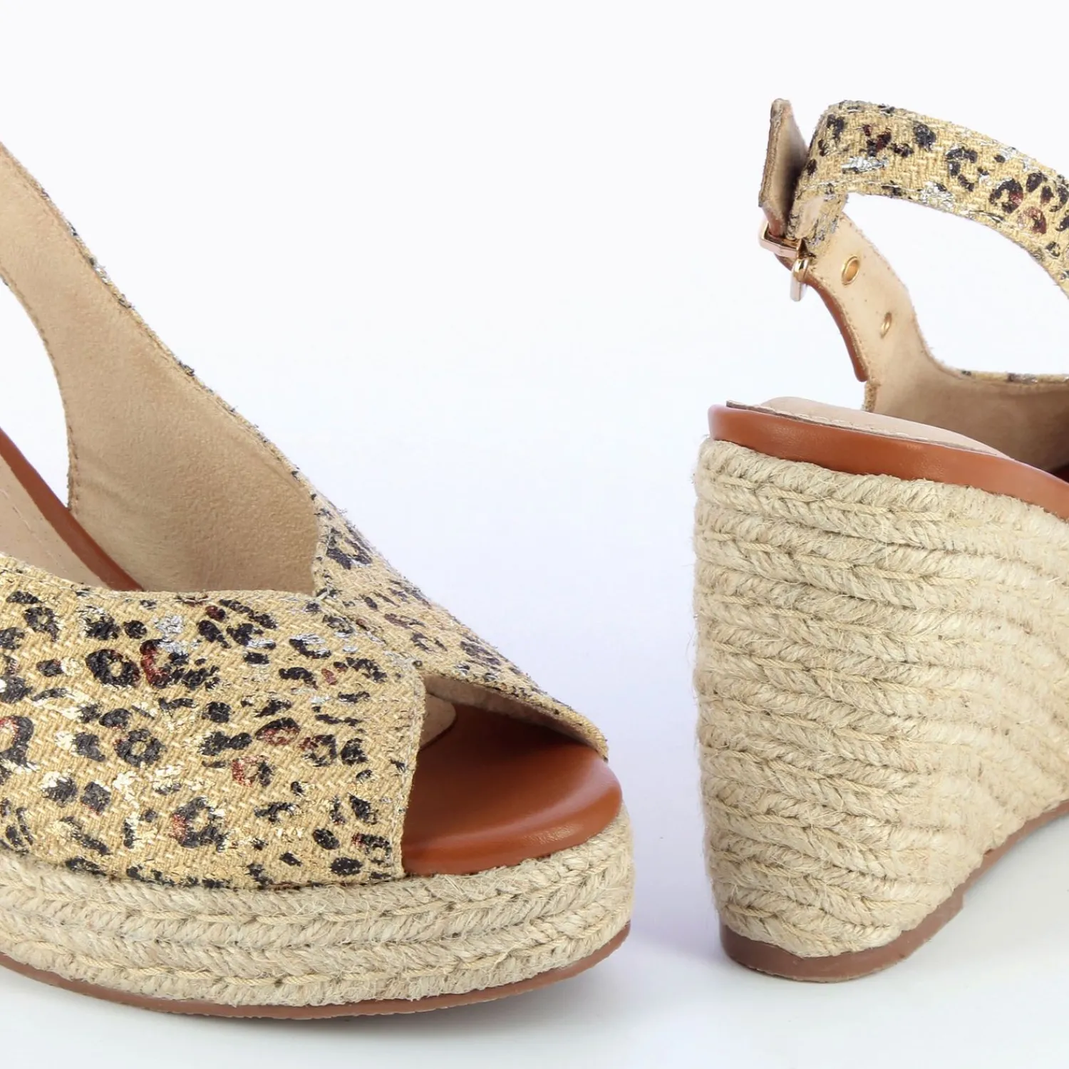 Vanessa Wu Sandales À Talon, Compensées>Sandales Compensees Gaelle En Tweed Leopard Beige