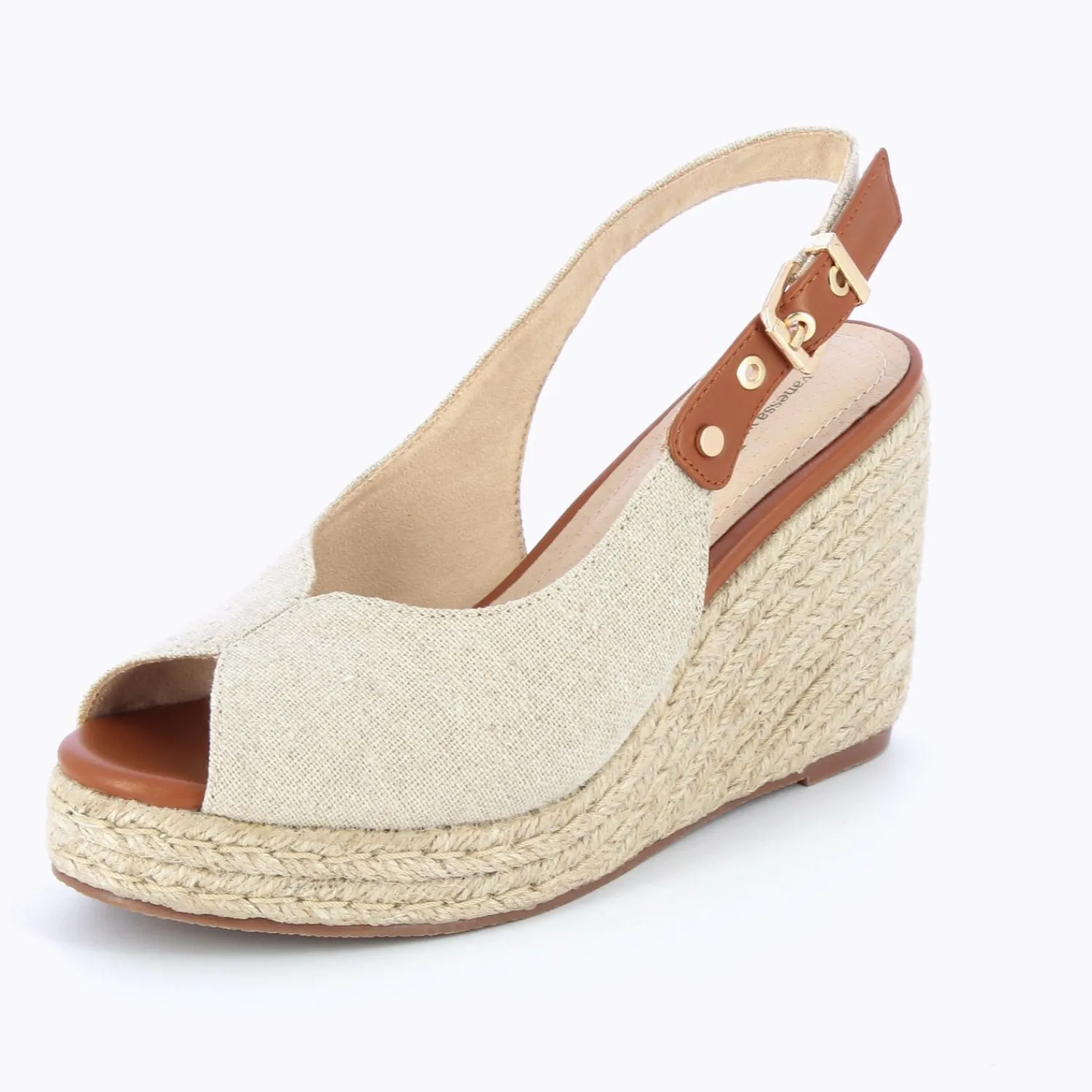 Vanessa Wu Sandales À Talon, Compensées>Sandales Compensees Gaelle En Tweed Beige