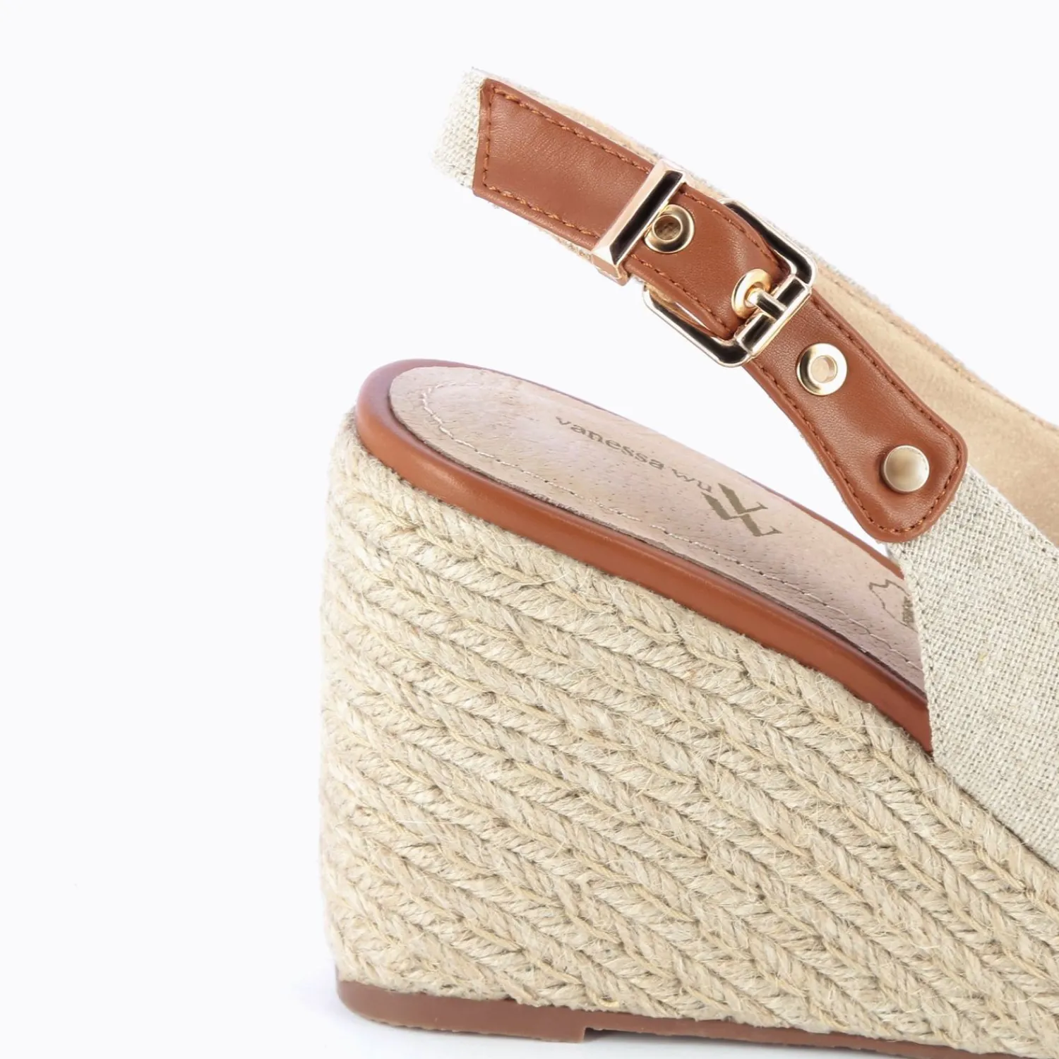 Vanessa Wu Sandales À Talon, Compensées>Sandales Compensees Gaelle En Tweed Beige