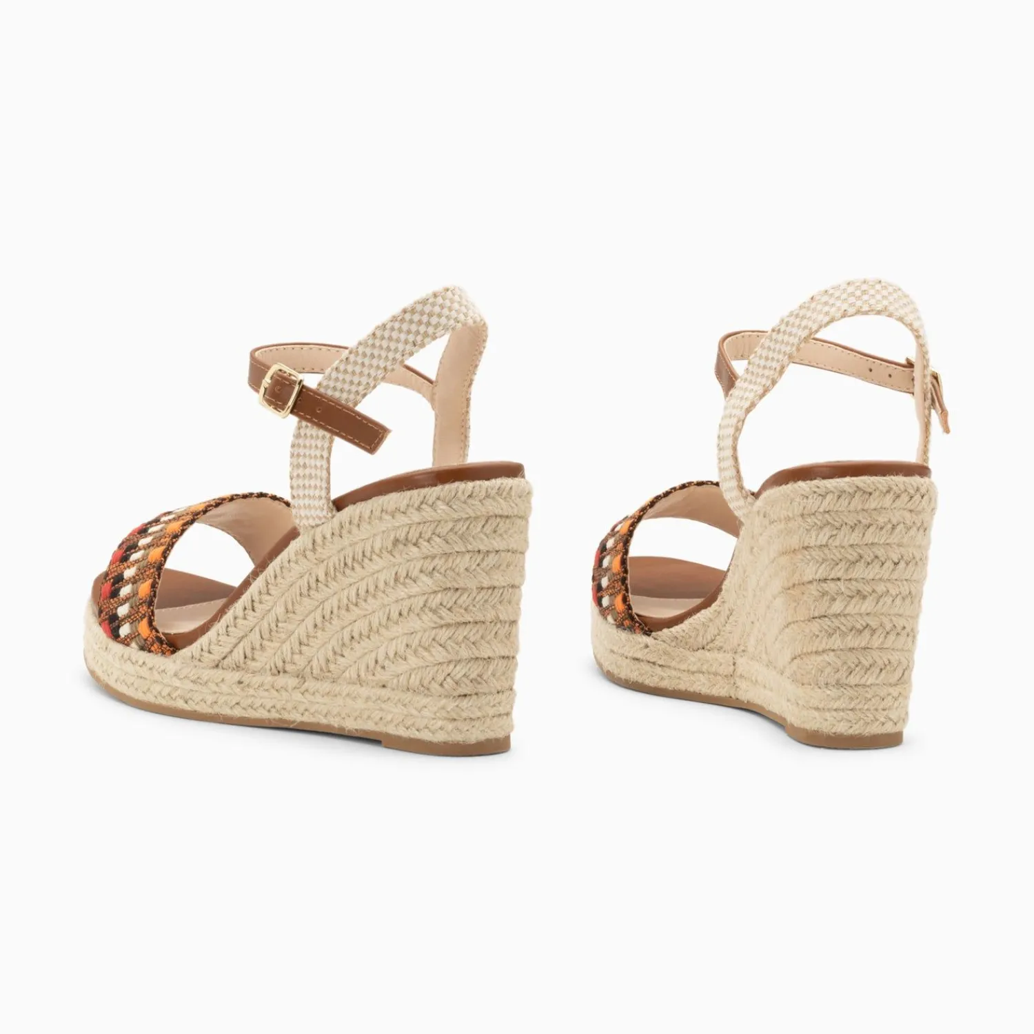 Vanessa Wu Sandales À Talon, Compensées>Sandales Compensees Honorine Camel En Tissu Jacquard