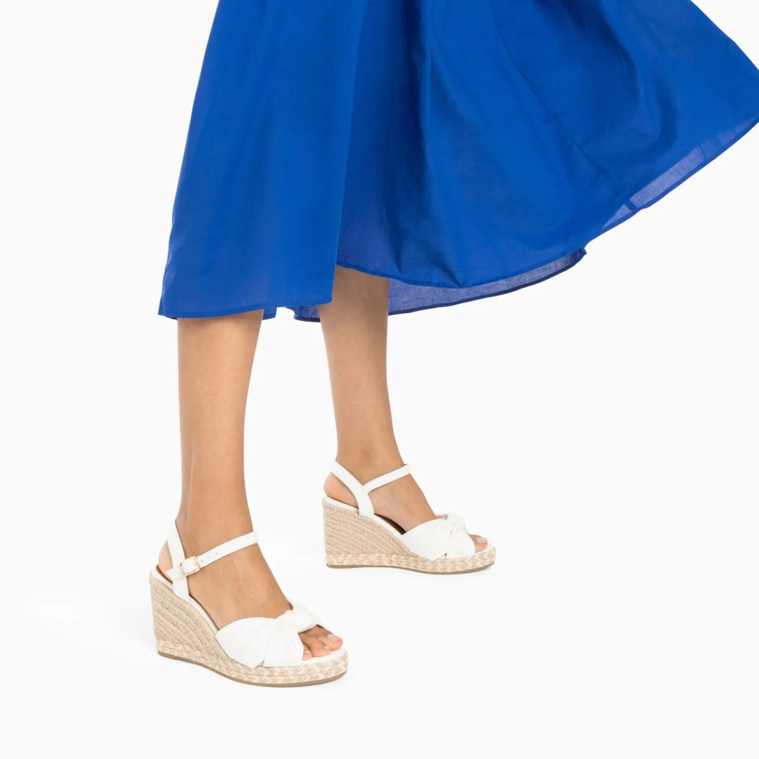 Vanessa Wu Sandales À Talon, Compensées>Sandales Compensees Nouees Celine Blanches