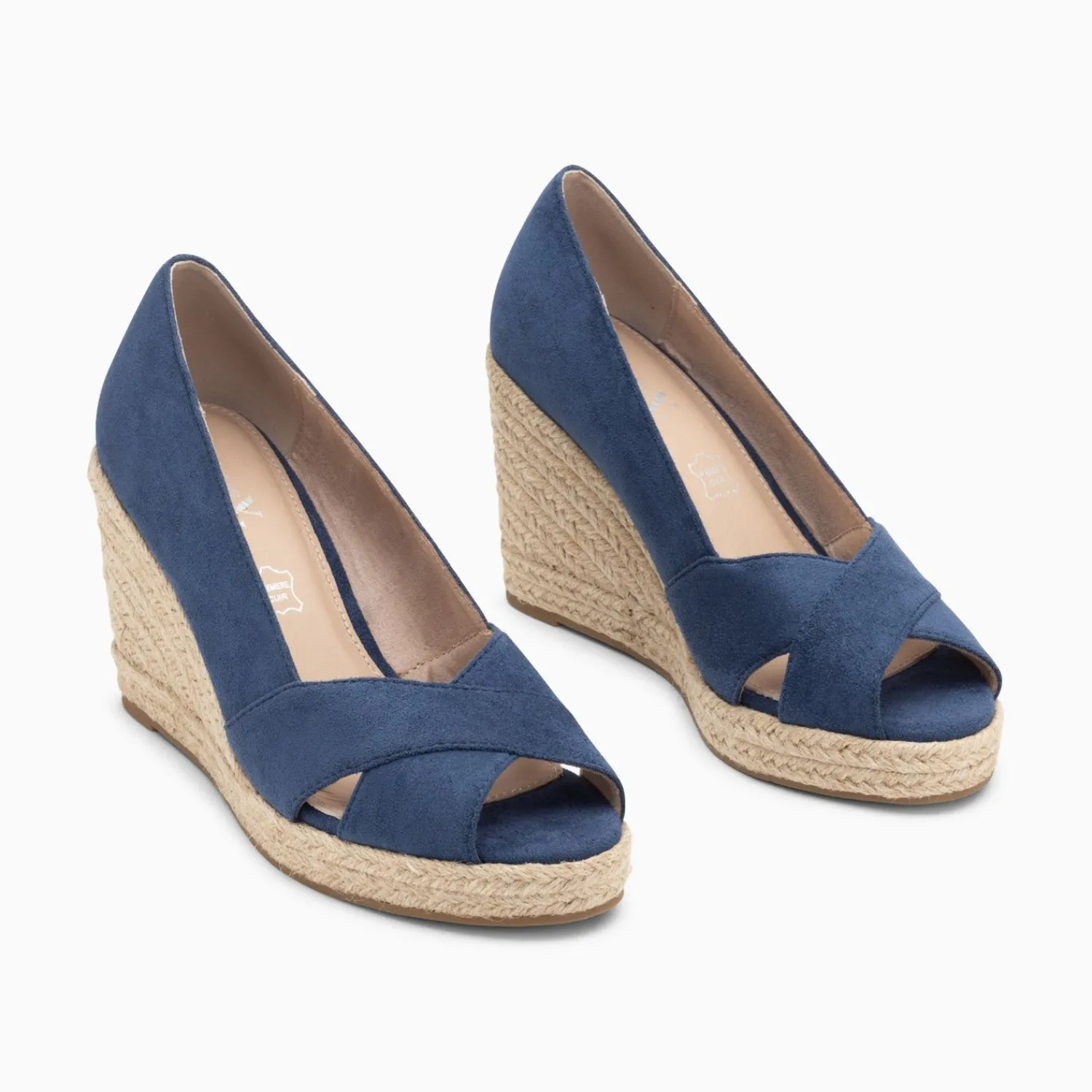 Vanessa Wu Sandales À Talon, Compensées>Sandales Compensees Peep-Toe Leonie Bleu Marine