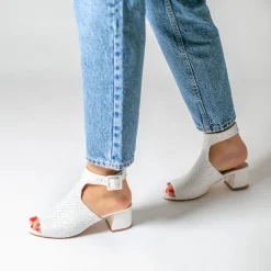Vanessa Wu Sandales À Talon, Compensées>Sandales Manuella Blanches Tressees Peep-Toe