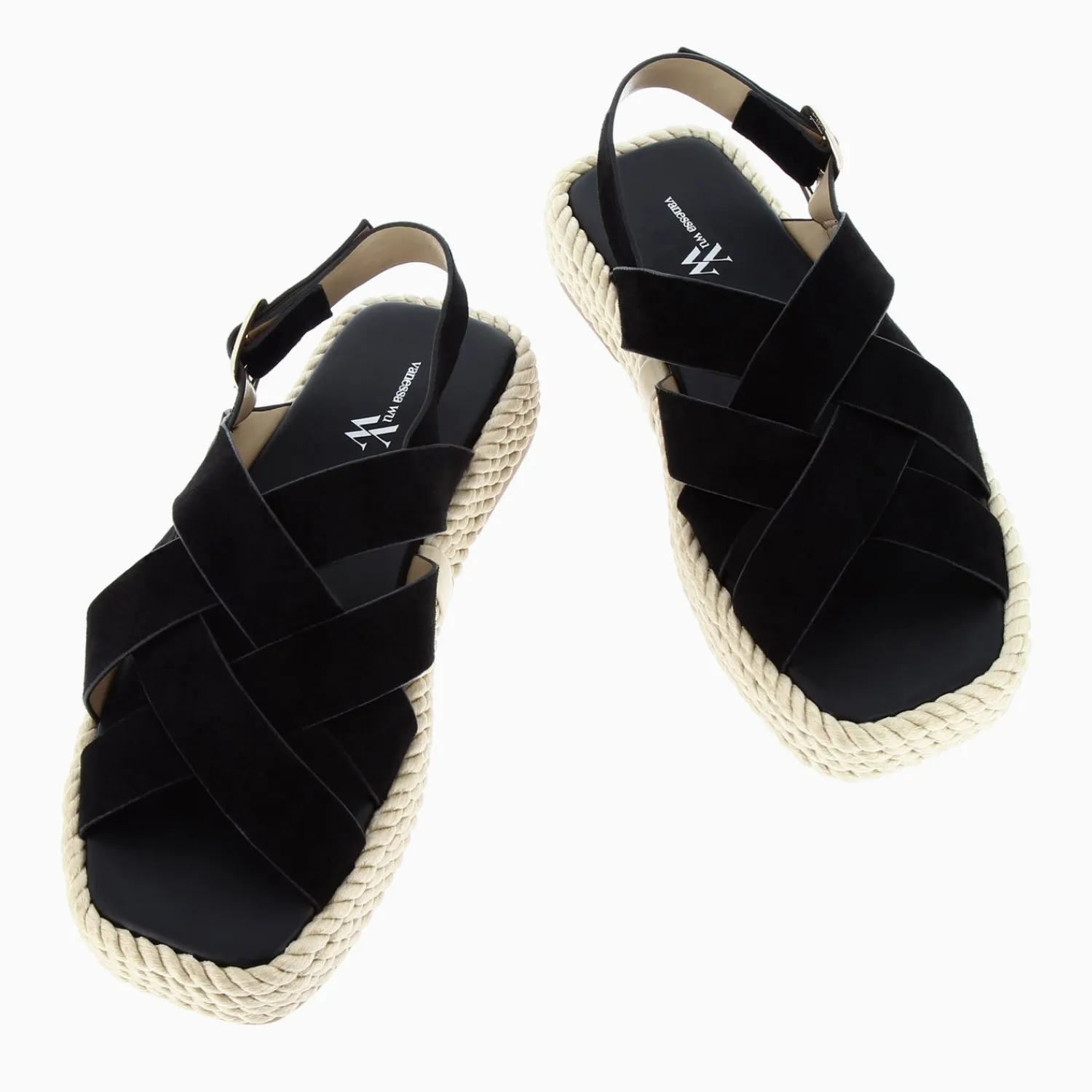 Vanessa Wu Sandales Plates>Sandales Plateformes Linda A Brides Croisees Noires