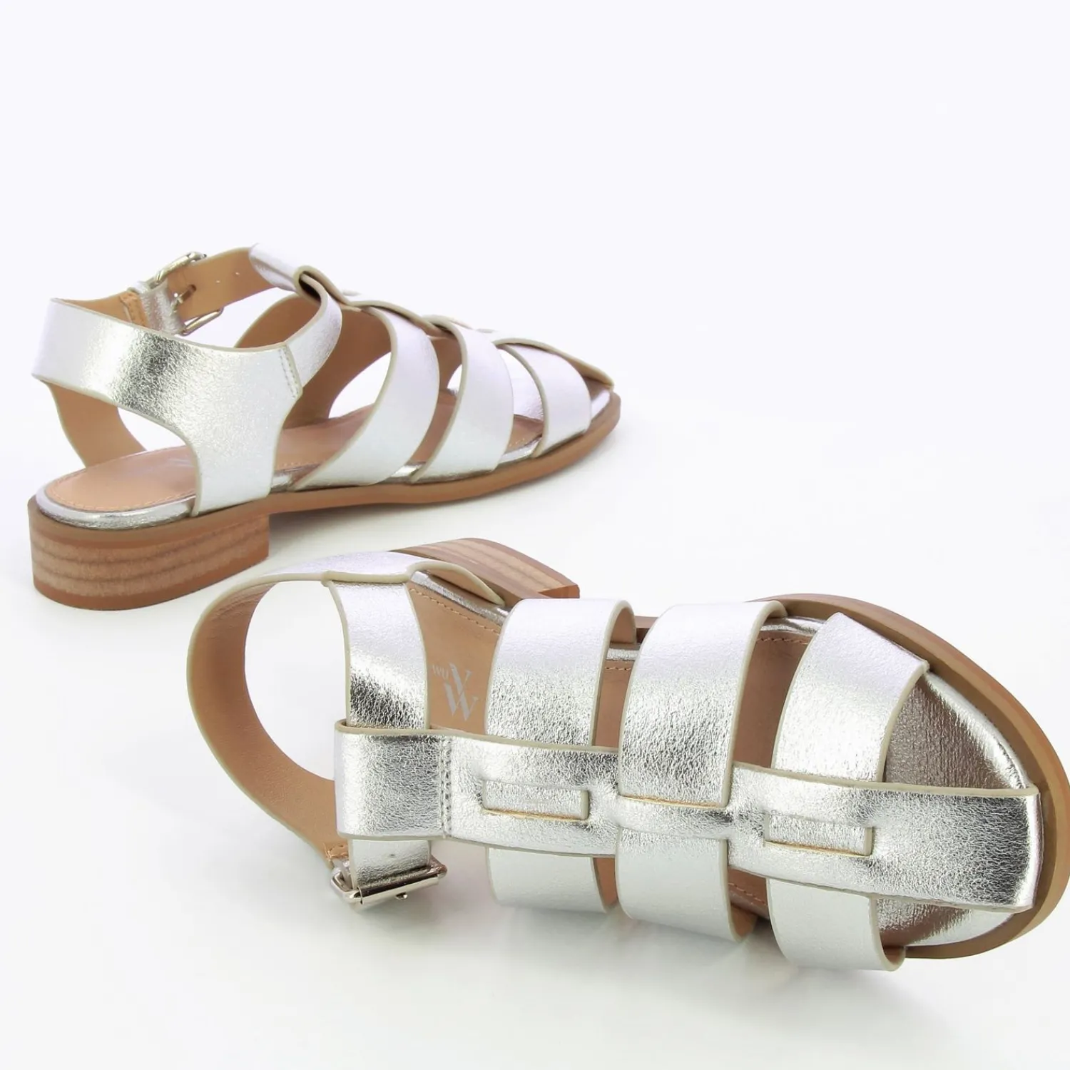 Vanessa Wu Sandales Plates>Sandales Plates Arielle Argent Style Pecheur