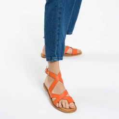 Vanessa Wu Sandales Plates>Sandales Plates Magali Orange A Passe-Pouce