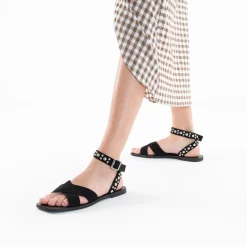 Vanessa Wu Sandales Plates>Sandales Plates Zora Noires A Clous