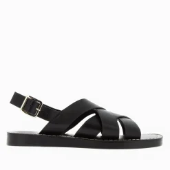 Vanessa Wu Sandales Plates>Sandales Terry Noires A Brides Croisees