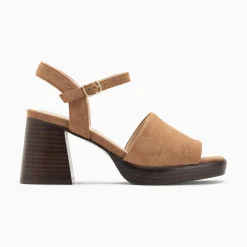 Vanessa Wu Sandales À Talon, Compensées>Sandales Tyrah Camel A Plateforme Et Talon Bois