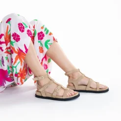 Vanessa Wu Sandales Plates>Spartiates Ultra Legeres Ginny En Suedine Beige